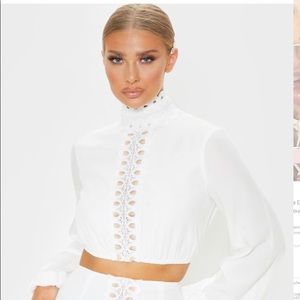 White Crochet Two-Piece Dress